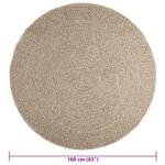 vidaXL Tapis ZIZUR beige Ø 160cm aspect de jute intérieur et extérieur