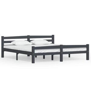 vidaXL Cadre de lit sans matelas gris foncé pin massif 180x200 cm