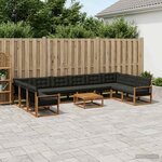vidaXL Ensemble de canapés d'extérieur 11 Pièces Naturel et noir