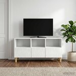 vidaXL Meuble TV 102 x 34 5 x 50 cm Blanc brillant Bois d'ingénierie