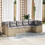 vidaXL Ensemble de canapé de jardin 7 Pièces Beige Poly rotin