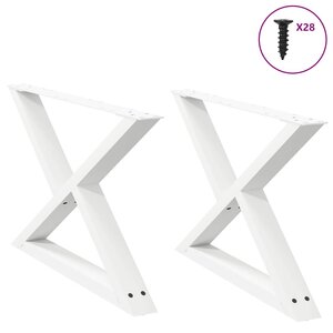 vidaXL Pieds de table basse 2 pièces Blanc 70 x (42-43 3) cm Acier