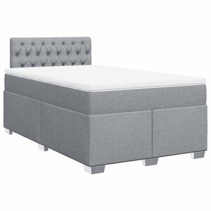 vidaXL Sommier à lattes de lit et matelas gris clair 120x190 cm tissu