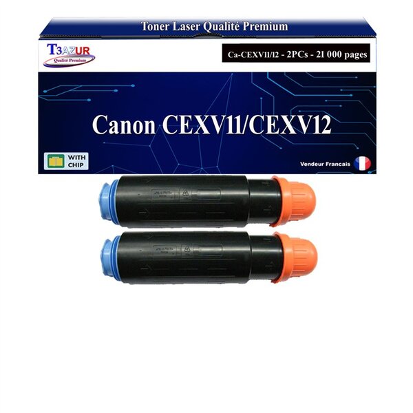 T3AZUR -2x Toners compatibles avec Canon CEXV11/CEXV12 (9629A002/9634A002) Noir