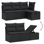 vidaXL Salon de jardin 6 Pièces avec coussins noir résine tressée