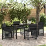 vidaXL Ensemble de salle à manger pour jardin 5 Pièces Noir polyrotin