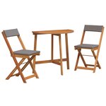 vidaXL Ensemble de Bistro Pliant de 3 Pièces avec Coussins en Bois Massif d'Acacia