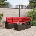 vidaXL Salon de jardin avec coussins 5 Pièces marron résine tressée