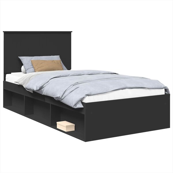 vidaXL Cadre de lit Noir 100 x 200 cm Bois de pin massif