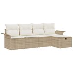 vidaXL Ensemble de canapé de jardin 5 Pièces Beige Poly rotin