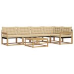 vidaXL Ensemble de canapés d'extérieur 6 Pièces Blanc et Beige