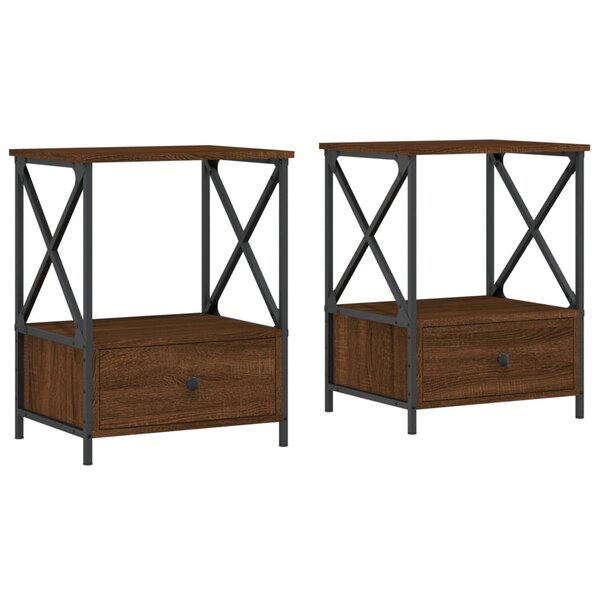 vidaXL Tables de chevet 2 Pièces chêne marron 50x41x65 cm bois ingénierie
