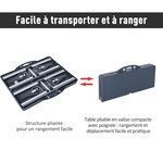 Table de camping pique nique pliante portable 4 personnes aluminium plastique gris foncé