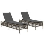 vidaXL Chaises longues avec coussins lot de 2 gris résine tressée