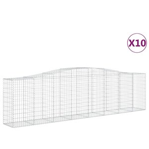 vidaXL Paniers à gabions arqués 10 Pièces 400x50x100/120 cm Fer galvanisé