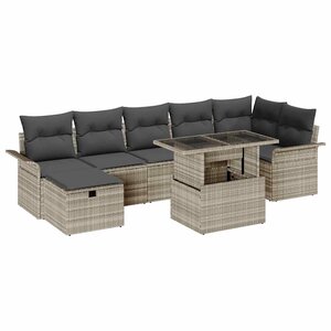 vidaXL Ensemble de canapé de jardin 8 Pièces Gris clair Poly rotin
