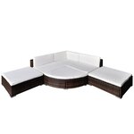 vidaXL Salon de jardin 6 Pièces avec coussins Résine tressée Marron