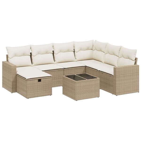 vidaXL Salon de jardin avec coussins 8 Pièces beige résine tressée