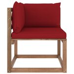 vidaXL Canapé d'angle palette de jardin avec coussins rouge bordeaux