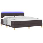 vidaXL Lit à ressort LED avec matelas Marron foncé 180 x 200 cm tissu