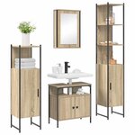 vidaXL Ensemble de mobilier de salle de bain 4 Pièces Chêne Sonoma