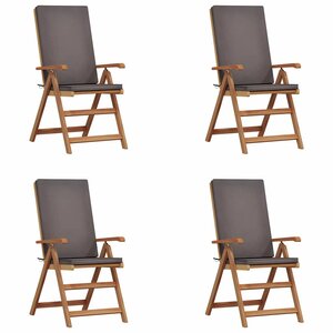 vidaXL Chaise de jardin 4 pc Marron et gris Bois de teck massif