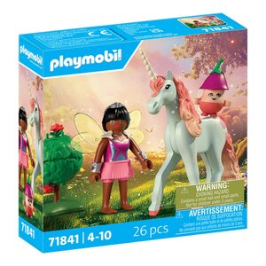 71841 Licorne Ciel rose avec fée