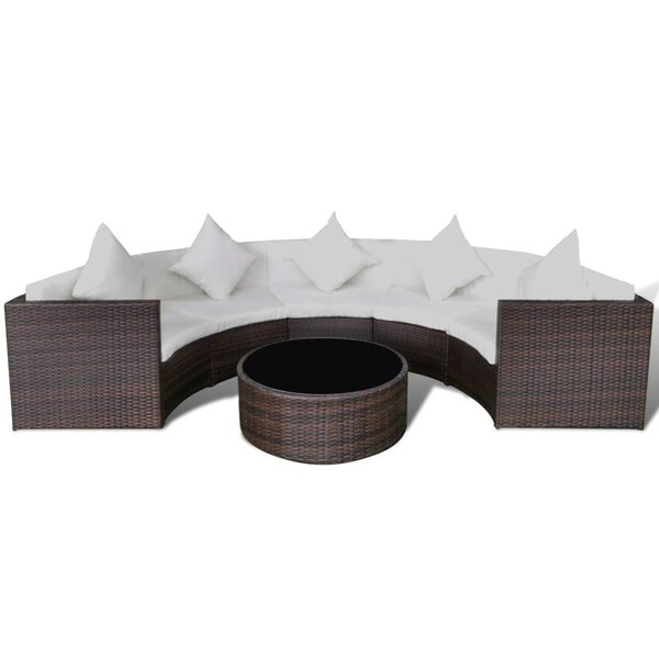 vidaXL Salon de jardin 6 Pièces avec coussins Résine tressée Marron