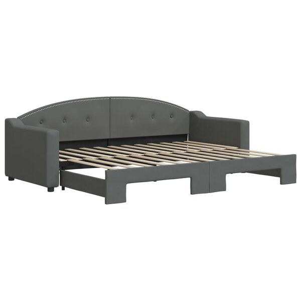 vidaXL Lit de jour avec lit gigogne gris foncé 80x200 cm tissu