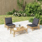 vidaXL Chaises de jardin 2 Pièces avec coussins gris foncé bambou