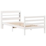 vidaXL Cadre de lit avec tête de lit blanc 75x190cm bois de pin massif