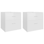 vidaXL Tables de chevet 2Pièces Blanc brillant 40x30x40cm bois ingénierie