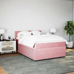 vidaXL Sommier à lattes de lit avec matelas Rose 160x200 cm Velours