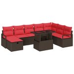 vidaXL Ensemble de canapé de jardin 9 Pièces Marron Poly rotin