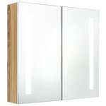 vidaXL Armoire de salle de bain à miroir LED blanc et chêne 62x14x60cm