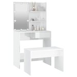 vidaXL Ensemble de coiffeuse avec LED Blanc brillant Bois d'ingénierie