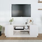 vidaXL Meuble TV Blanc 110x35x40 5 cm Bois de pin massif