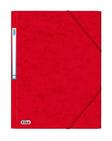 Chemise 3 rabats à élastiques Carte Eurofolio 5/10eme 24 x 32 cm Rouge ELBA
