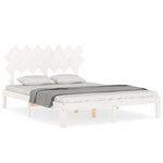 vidaXL Cadre de lit sans matelas blanc bois de pin massif
