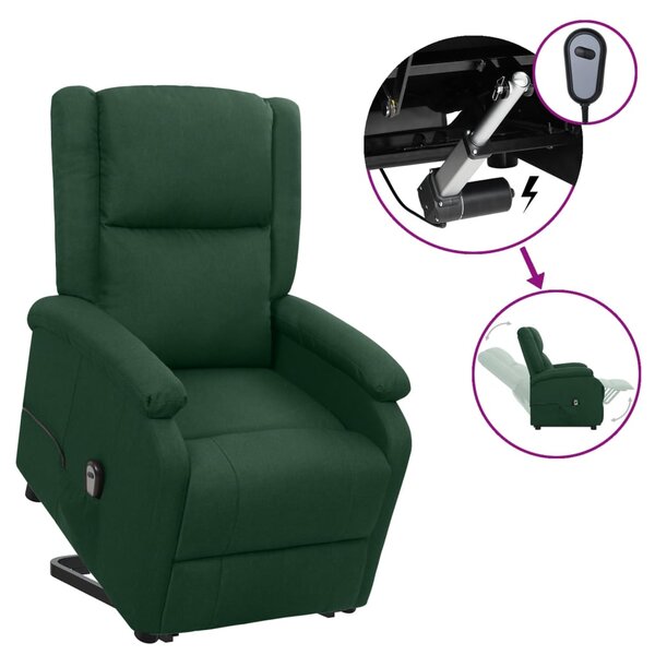 Vidaxl fauteuil releveur inclinable vert foncé tissu