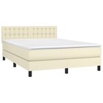 vidaXL Sommier à lattes de lit avec matelas et LED Crème 140x190 cm