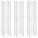 vidaXL Lits surélevés en gabion 3 Pièces 30x30x150 cm Fer