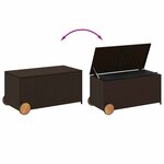 vidaXL Boîte de rangement de jardin et roues marron 190L poly rotin