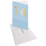 Carte D'anniversaire 14 Ans En Or - Bleu - A Message - Pour Ados Fille Garçon - 11 5 X 17 Cm - Draeger paris