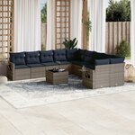 vidaXL Salon de jardin 11 Pièces avec coussins gris résine tressée