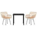 vidaXL Ensemble de salle à manger pour jardin 3 Pièces Marron Poly rotin