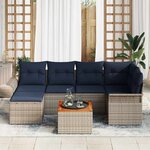 vidaXL Ensemble de canapé de jardin 7 Pièces Gris Poly rotin