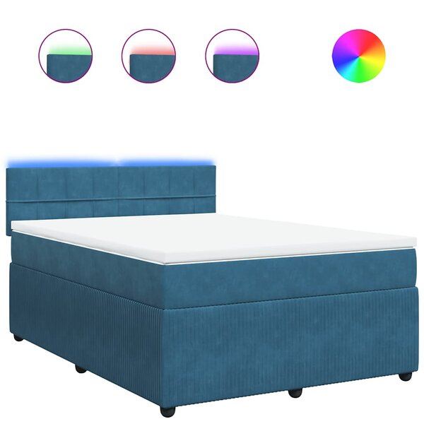 vidaXL Sommier à lattes de lit et matelas bleu 160x200 cm velours