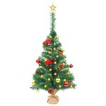 vidaXL Arbre de Noël artificiel pré-éclairé avec boules vert 64 cm
