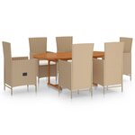 vidaXL Ensemble à manger de jardin 7 Pièces Résine tressée Beige